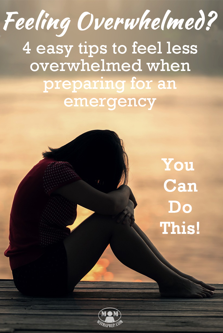Feeling overwhelmed by all there is to do to become better prepared for an emergency? Here are 4 easy tips to help you get started! Emergency Preparedness, family preparedness, you can do this!