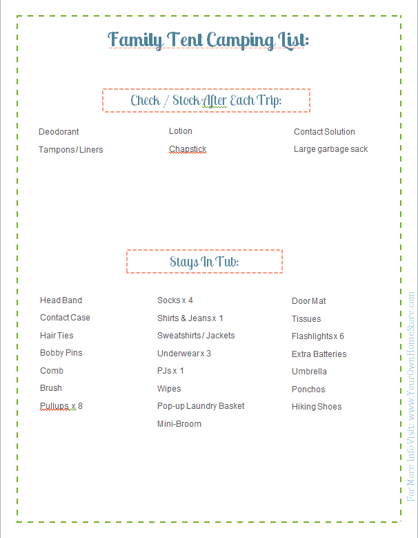 Family Tent Packing List: Part of the Ultimate Family Camping Packing List With Printables from Simple Family Preparedness: https://simplefamilypreparedness.com/family-camping-list/
