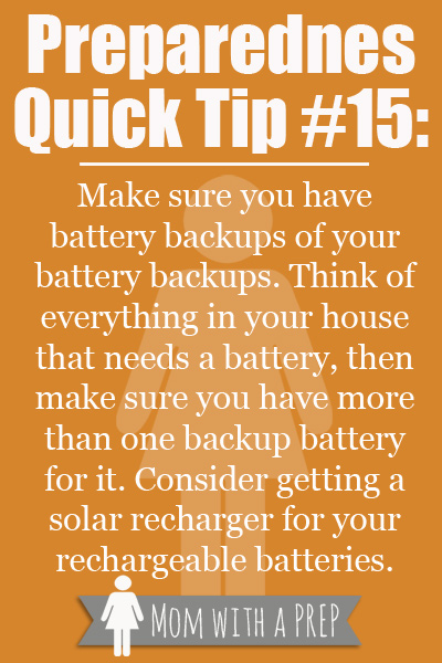 Do you have a bunch of batteries in that junk drawer in your kitchen? You probably have a pile of battery packs. But are you sure that everything you actually need is there? Look over your whole house, check what you're really going to need for an emergency, and that you have the battery backup for it.