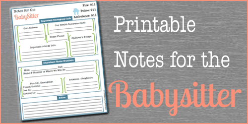 Free Printable Babysitter Notes
