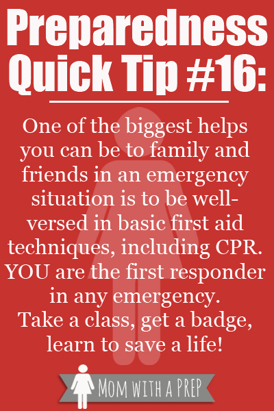 PQT # 16 -- Take a First Aid Class to help save a life.