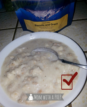 Mom witha PREP | Mountain House Biscuits and Gravy from "How to Use Mountain House Freeze-Dried Pouches"
