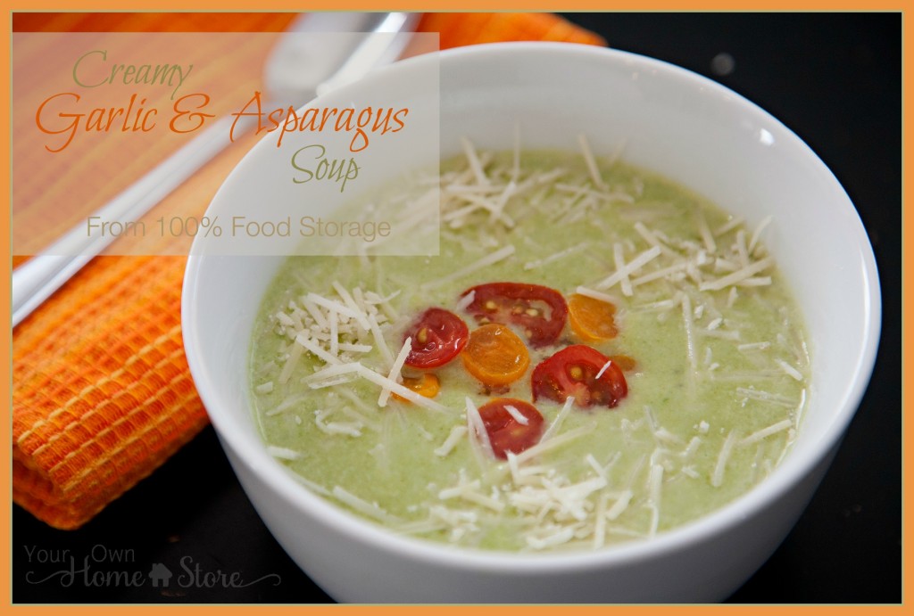 A delicious Garlic and Asparagus Soup from food storage! https://simplefamilypreparedness.com/garlic-asparagus-soup/