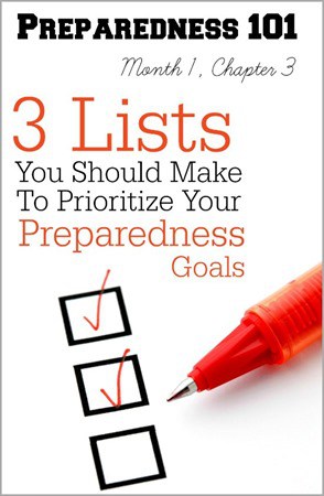 Even if you know what you need to be prepared for, it can be tough to know where to start. These 3 lists will help you prioritize your preparedness goals