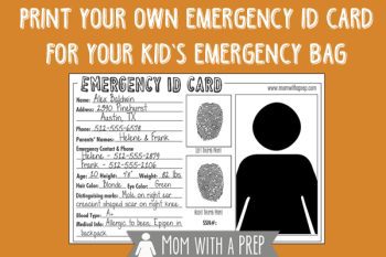 Do you have emergency ID cards with pertinent information about your children for them to carry in their school emergency kits, your emergency bags or even their pockets when on a field trip? Check out this free printable from Mom with a PREP.