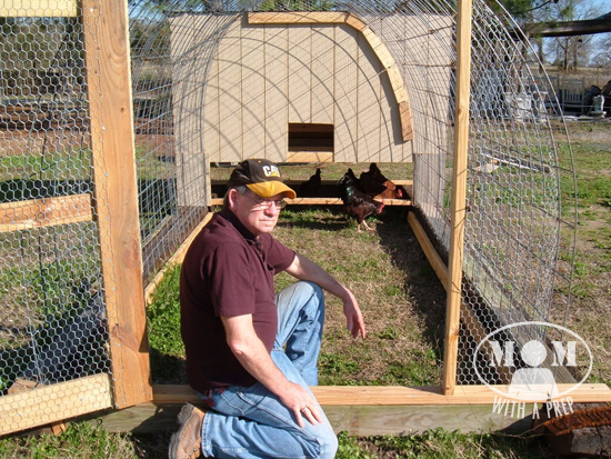 My Dad and his chicken tractor. A DIY Chicken Tractor on the CHEEP @Momwithaprep.com