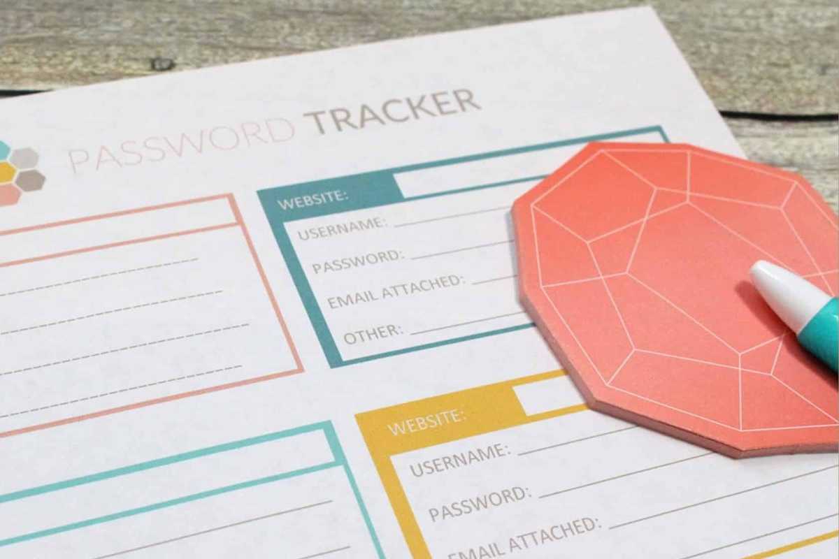 password tracker printable preview on desk