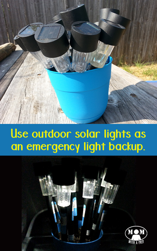 Use solar lights stored in a flower pot in your backyard to create an emergency lighting backup for those times you lose power. This simple hack is probably something you probably already have in your backyard. Get more info at https://simplefamilypreparedness.com/solar-light-flower-pot