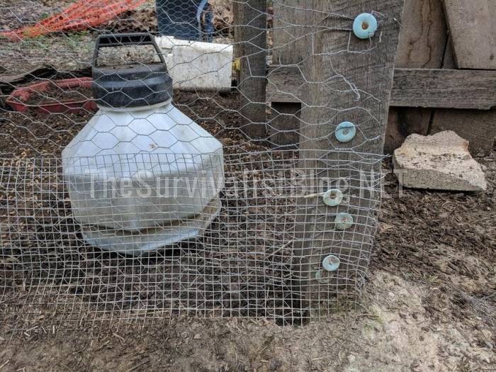 chicken run trench lined with hardware cloth