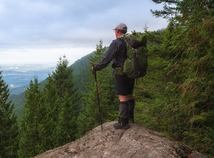 man with a hiking pole