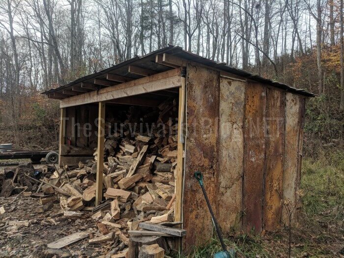 wood shed filled with firewood