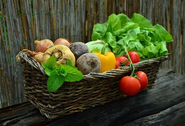 vegetables on a basket