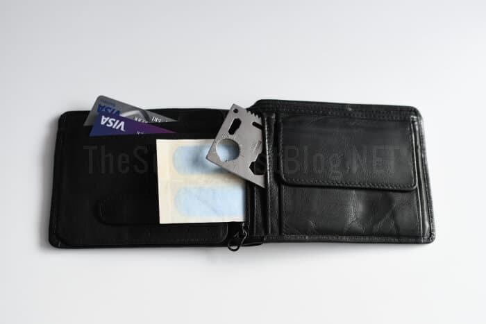 wallet with survival items