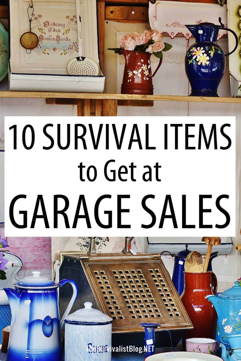 garage sales survival items Pinterest image