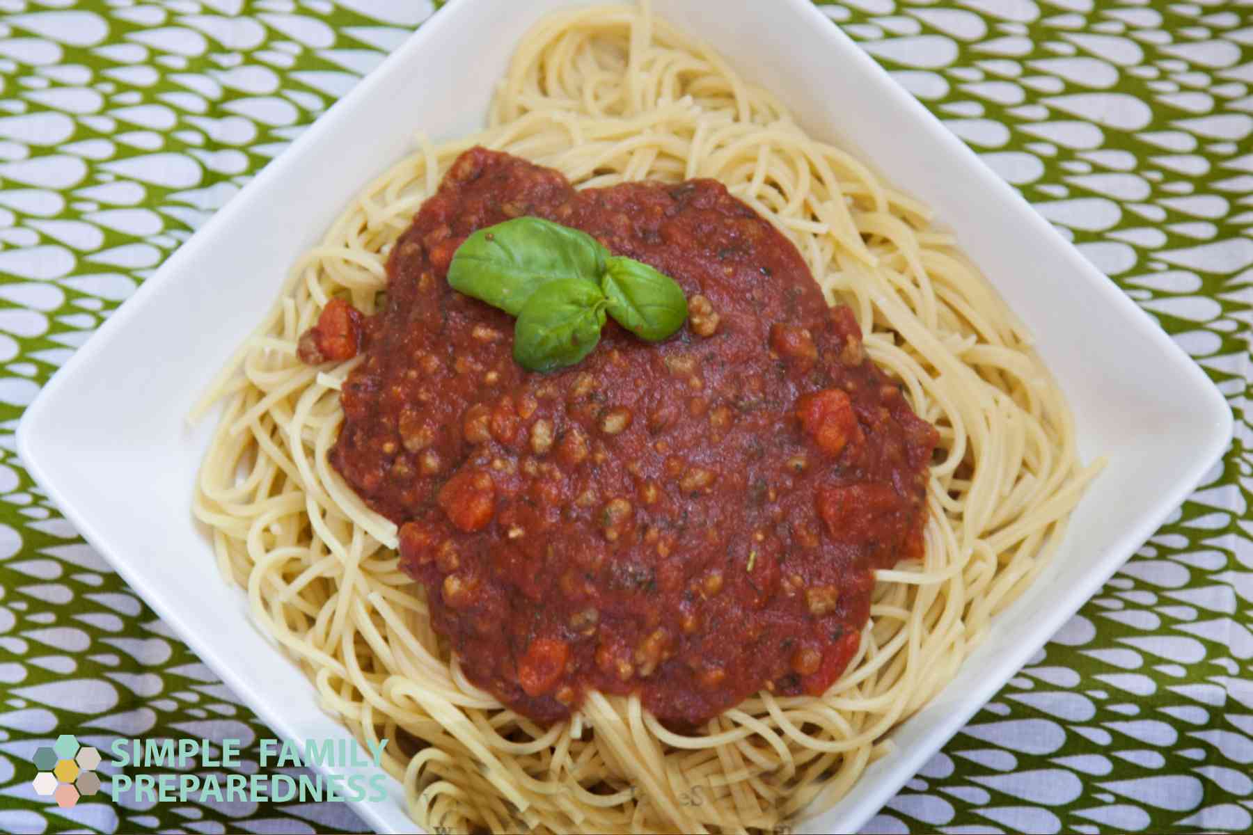 homemade powdered tomato sauce on spaghetti
