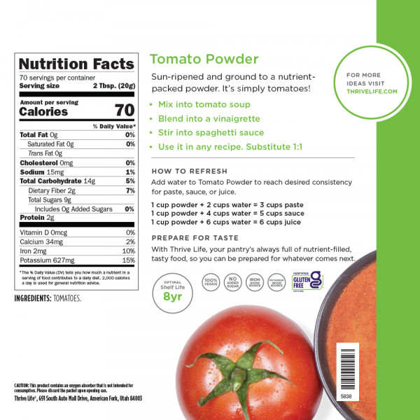 thrive life tomato powder ingredients