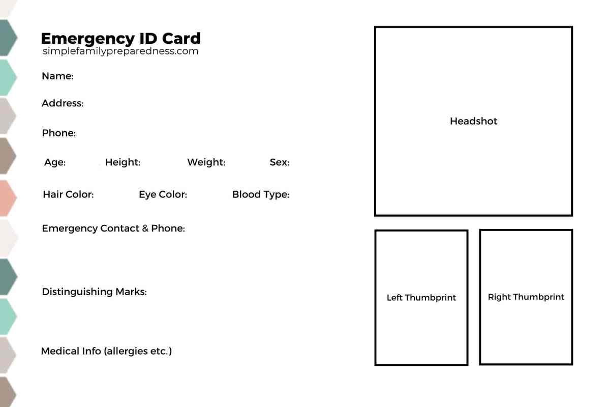 emergency id card sample