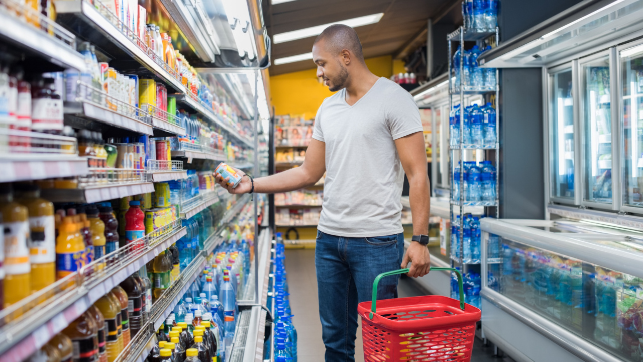 man shopping in grocery store