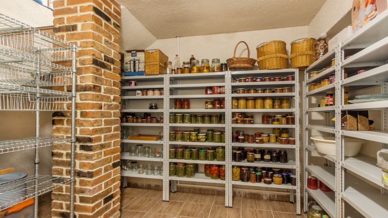 Home,Food,Storage,Room.,Various,Jars,With,Home,Canning,Fruits