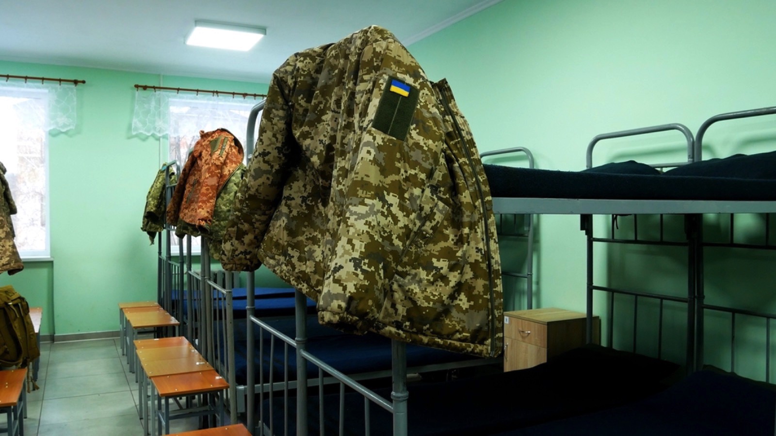 Bunk bed in barracks