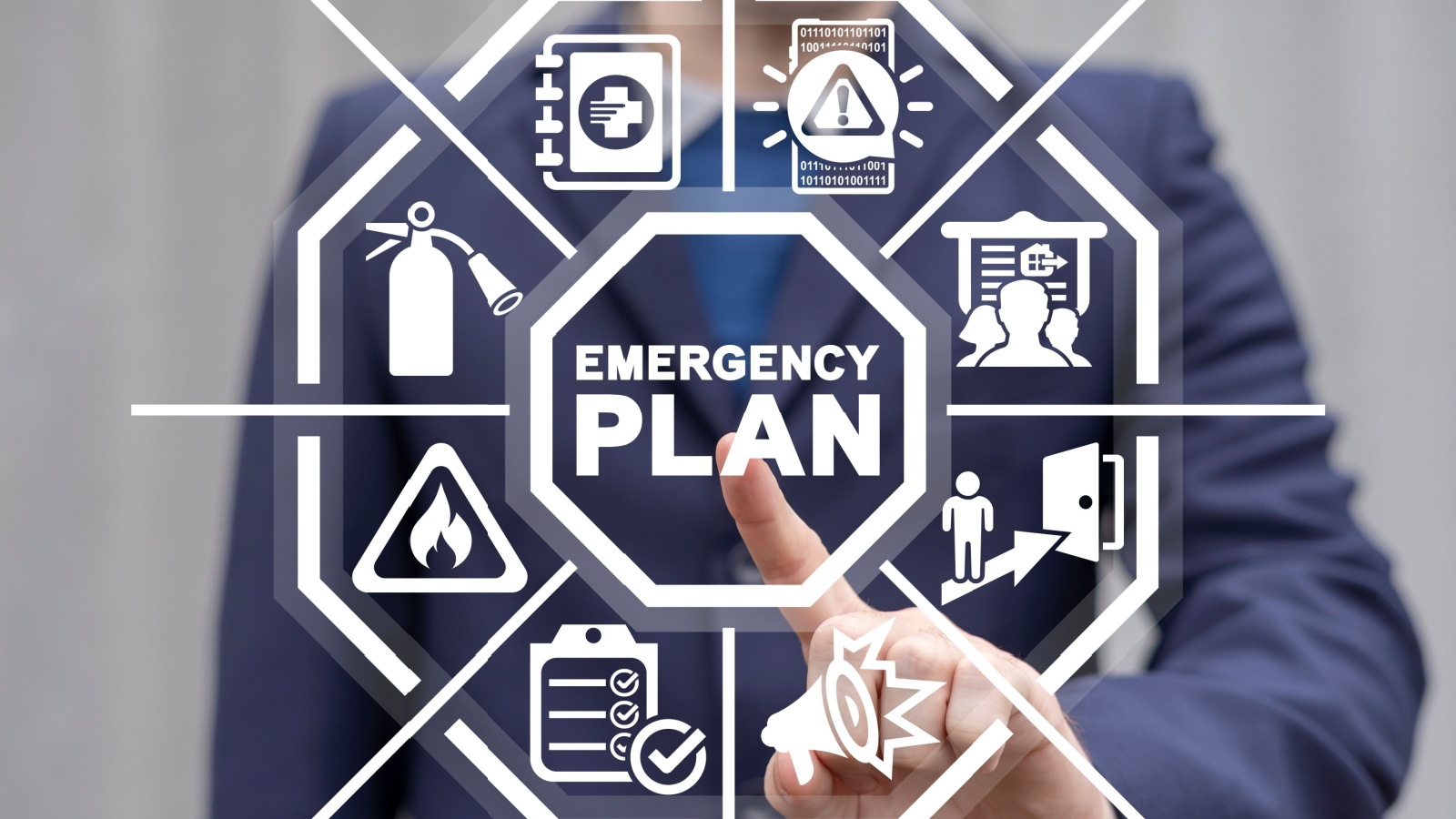 Concept of Emergency Preparedness Plan. Business Evacuation Training Concept. Emergency preparedness instructions for safety.