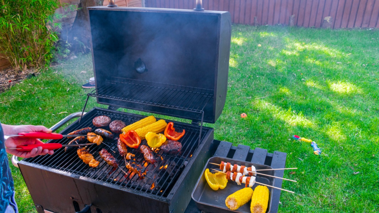 cooking food on a grill