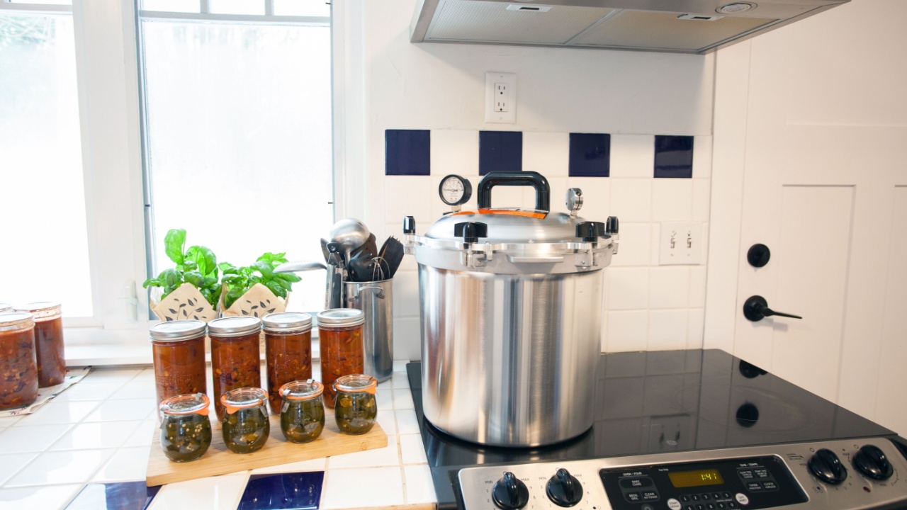 pressure cooker with home made canned foods