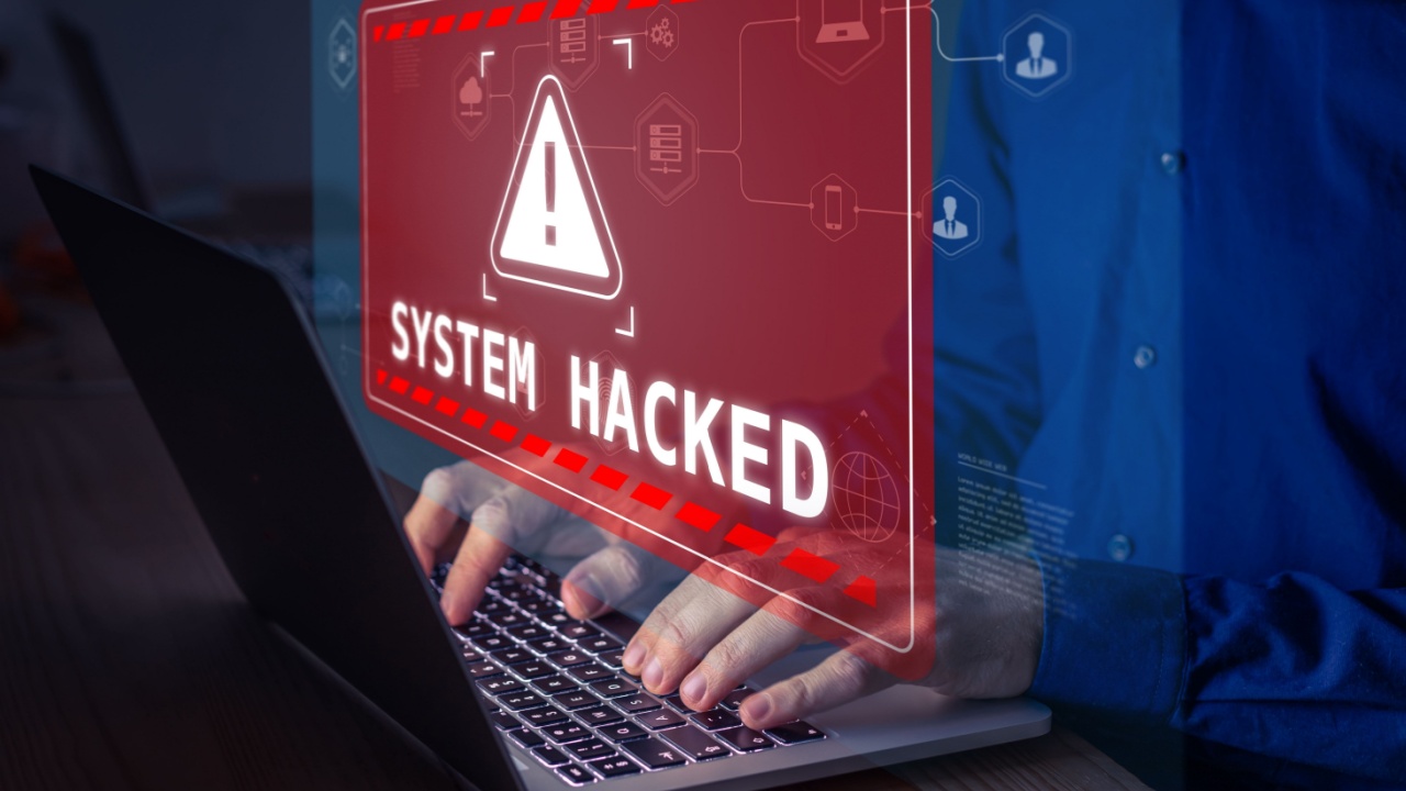 System hacked alert after cyber attack on computer network