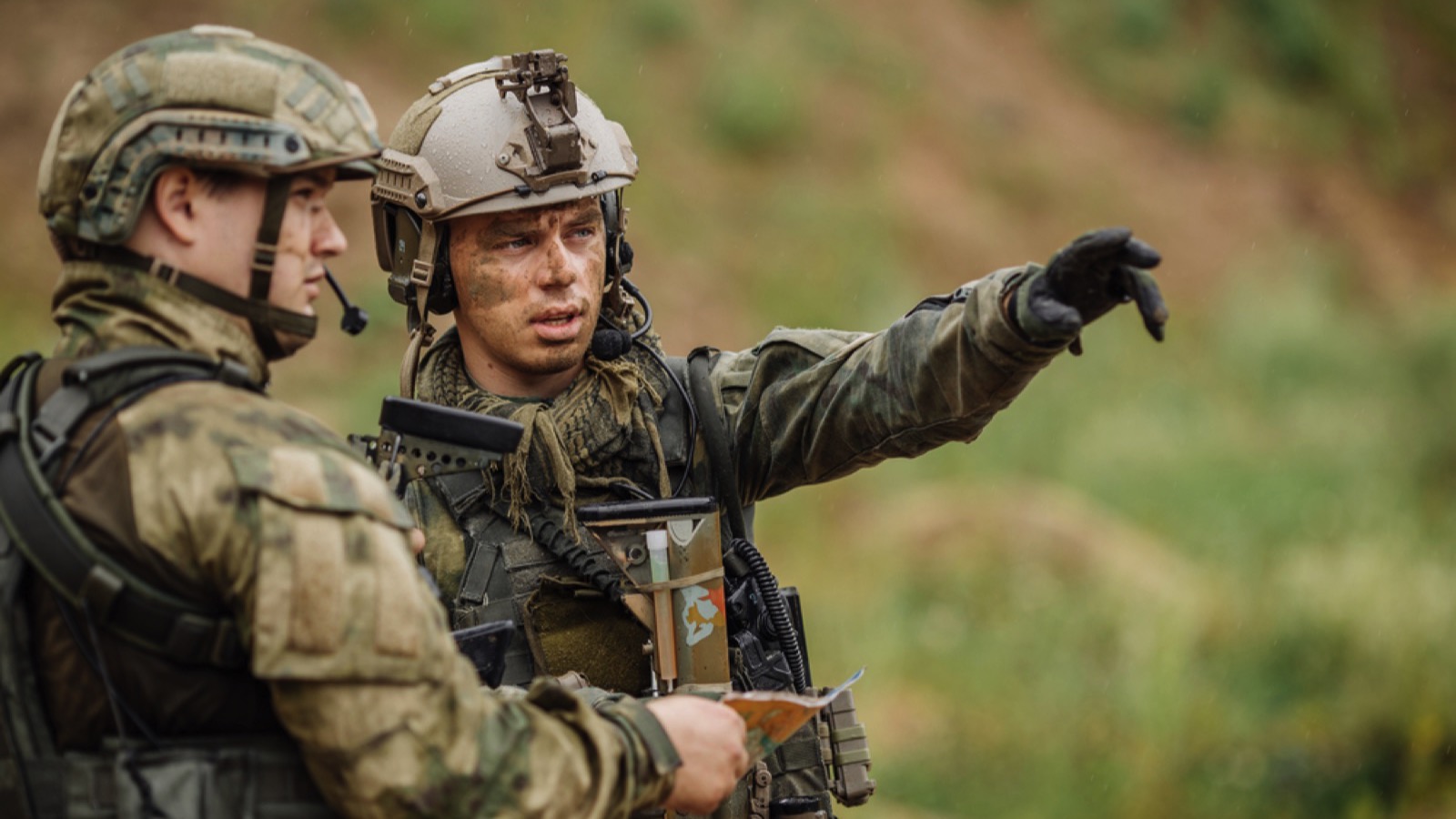 Two military officers on task