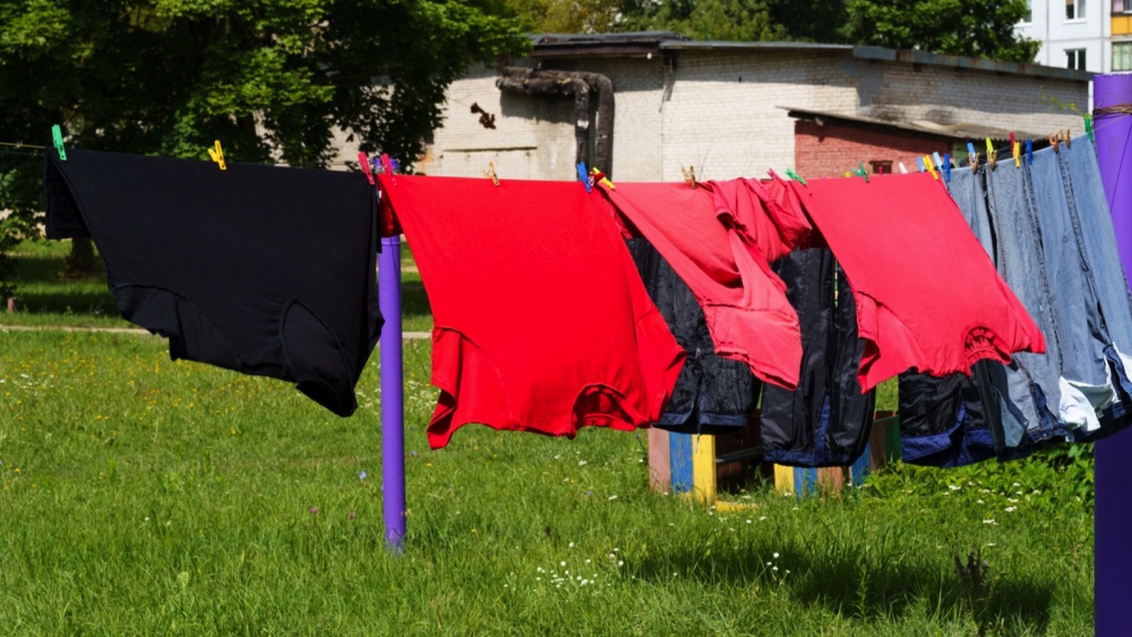 Clothes drying under sun