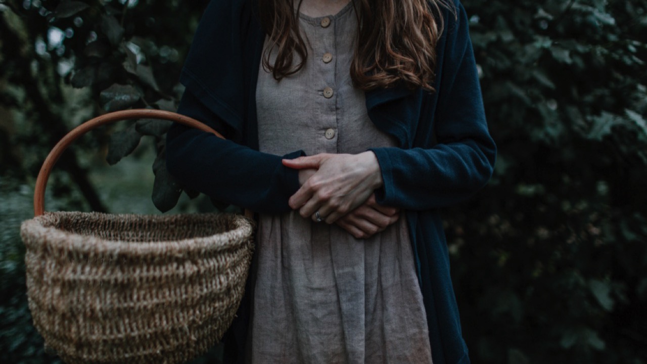 Foraging for nettles to use for natural dyeing fabric