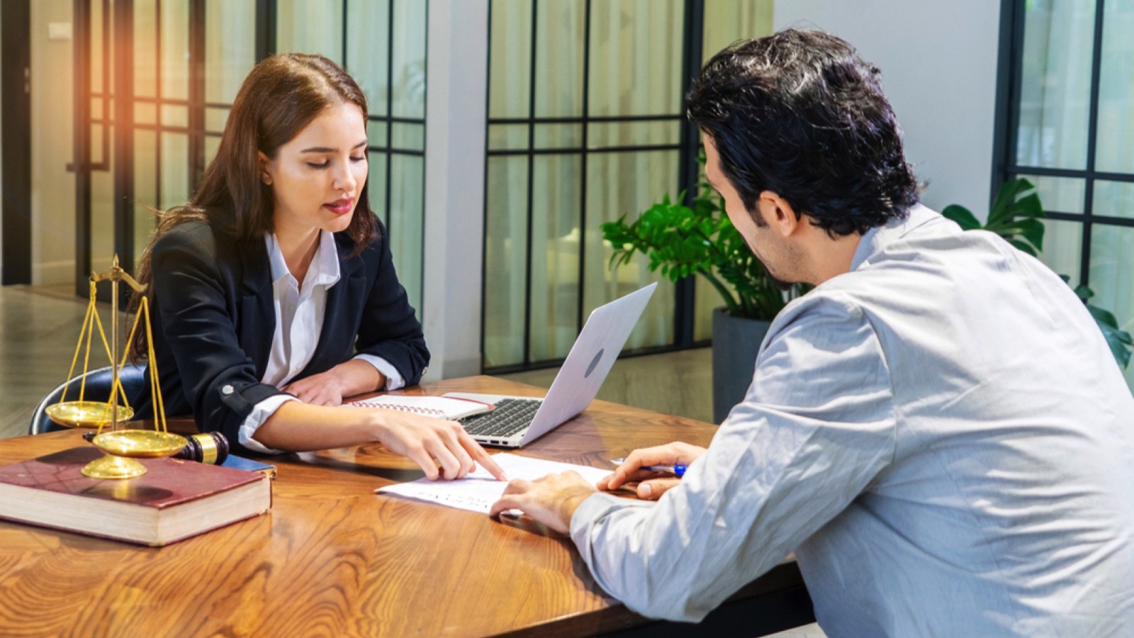 Man talking to lawyer