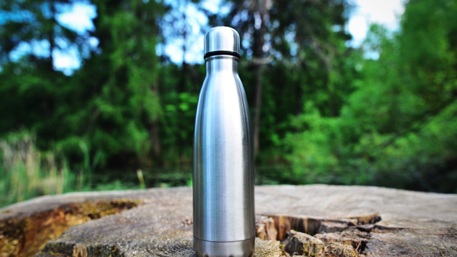 Reusable stainless steel water bottle