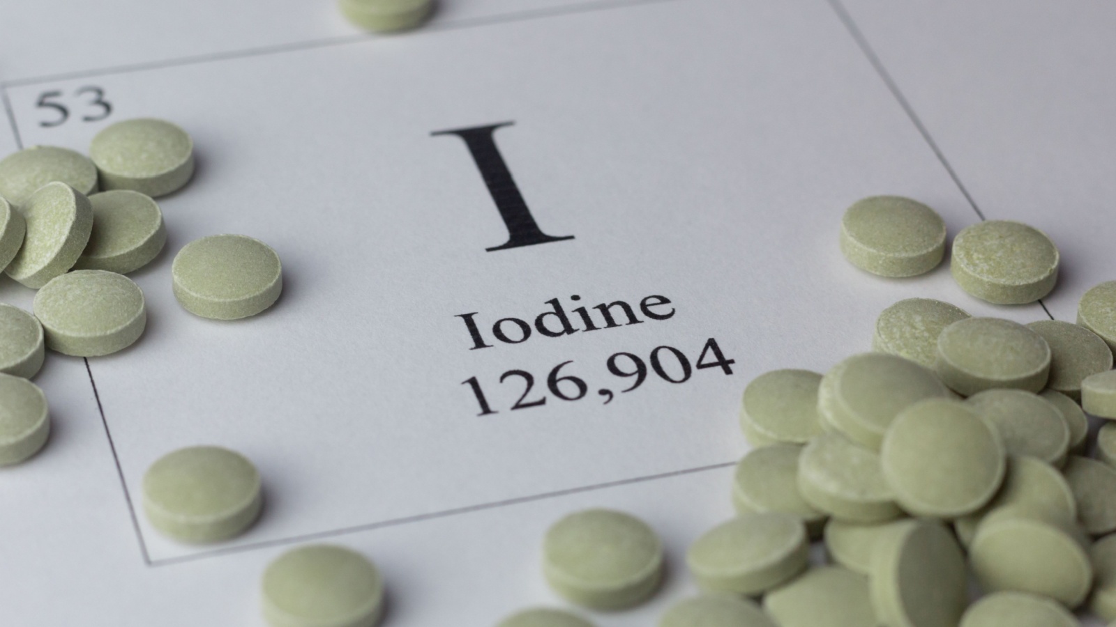 iodine supplement and a periodic table.