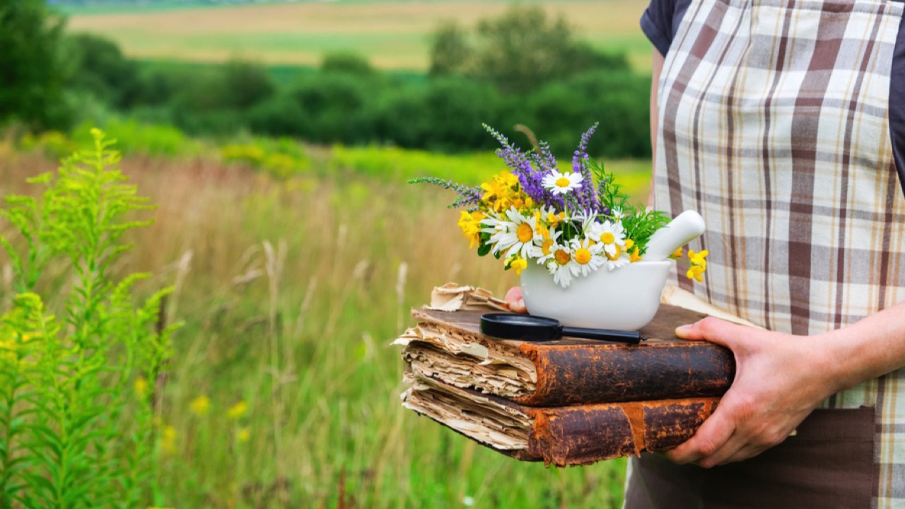 Woman with herbal medicine