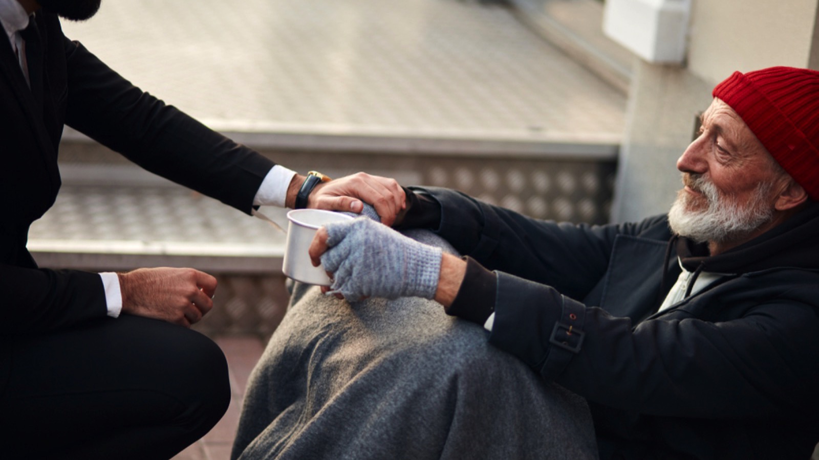 Businessman giving charity