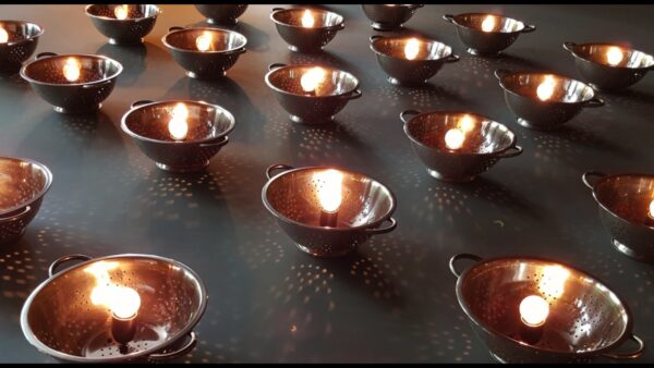 Colanders as Lampshades