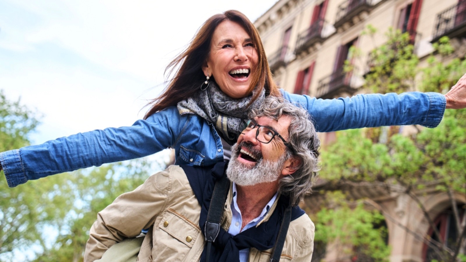 Old couple laughing