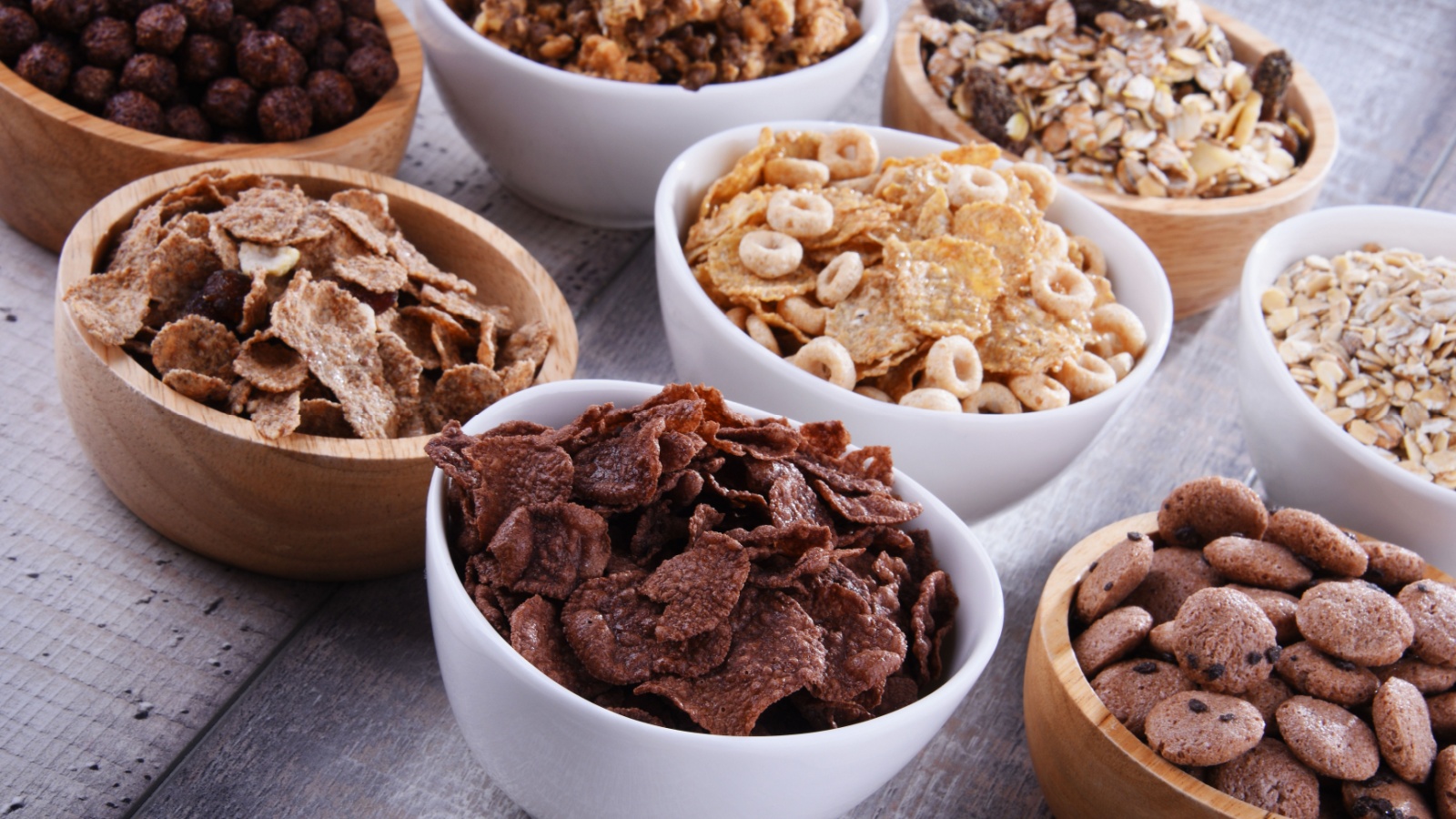 Bowls containing different sorts of breakfast cereal products. BHA and BHT