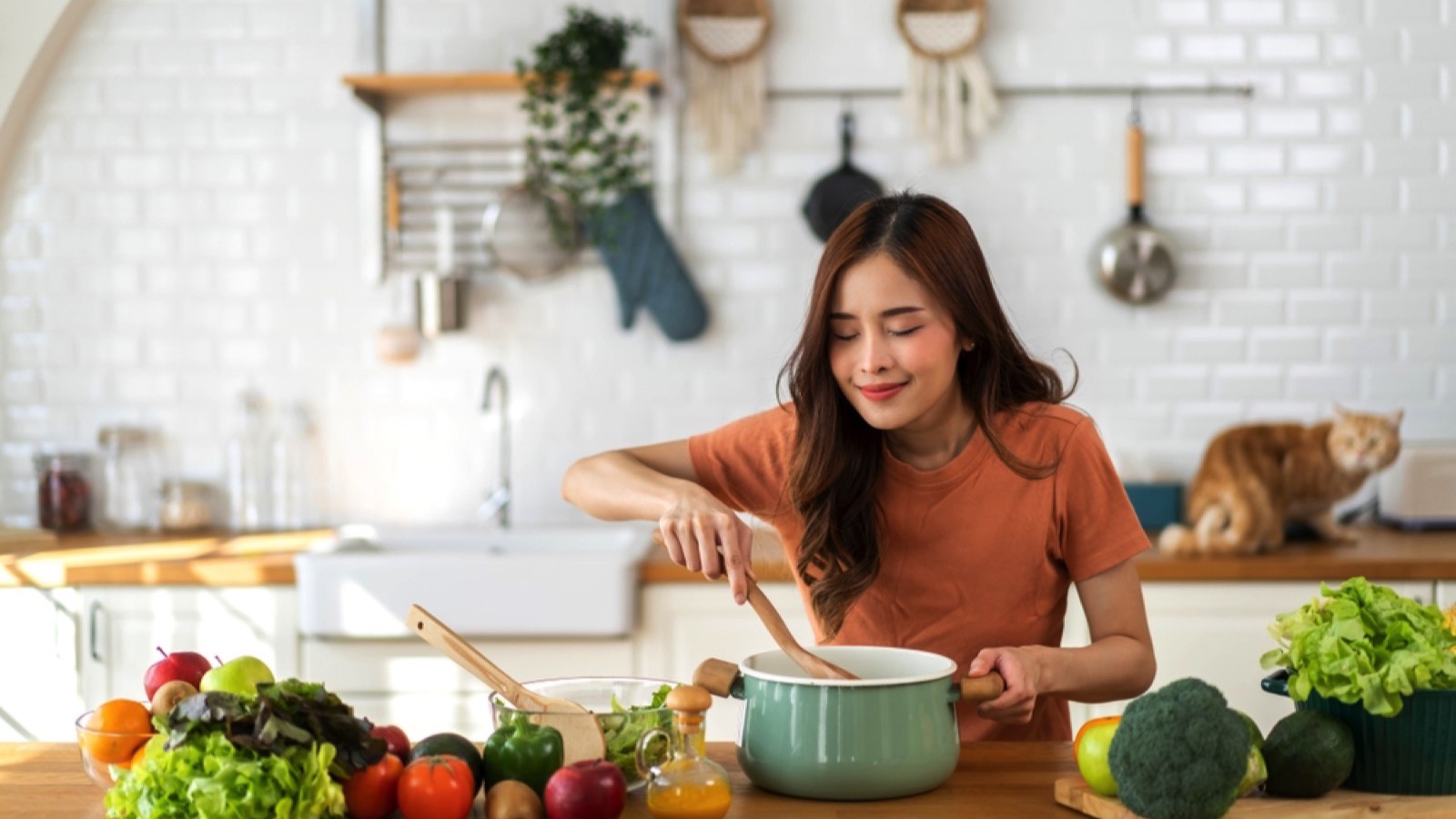 Woman cooking in home