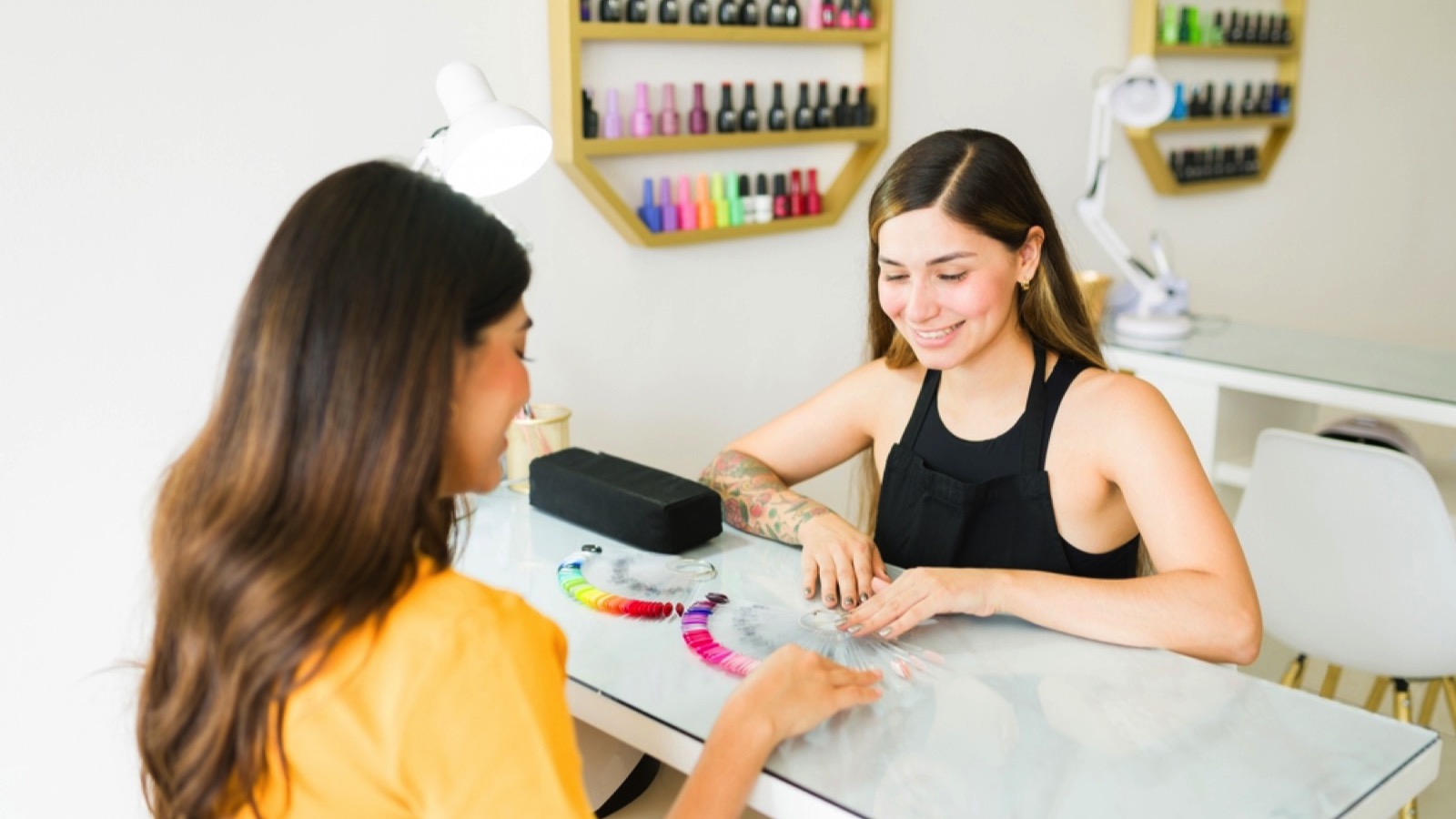 Woman in nail salon