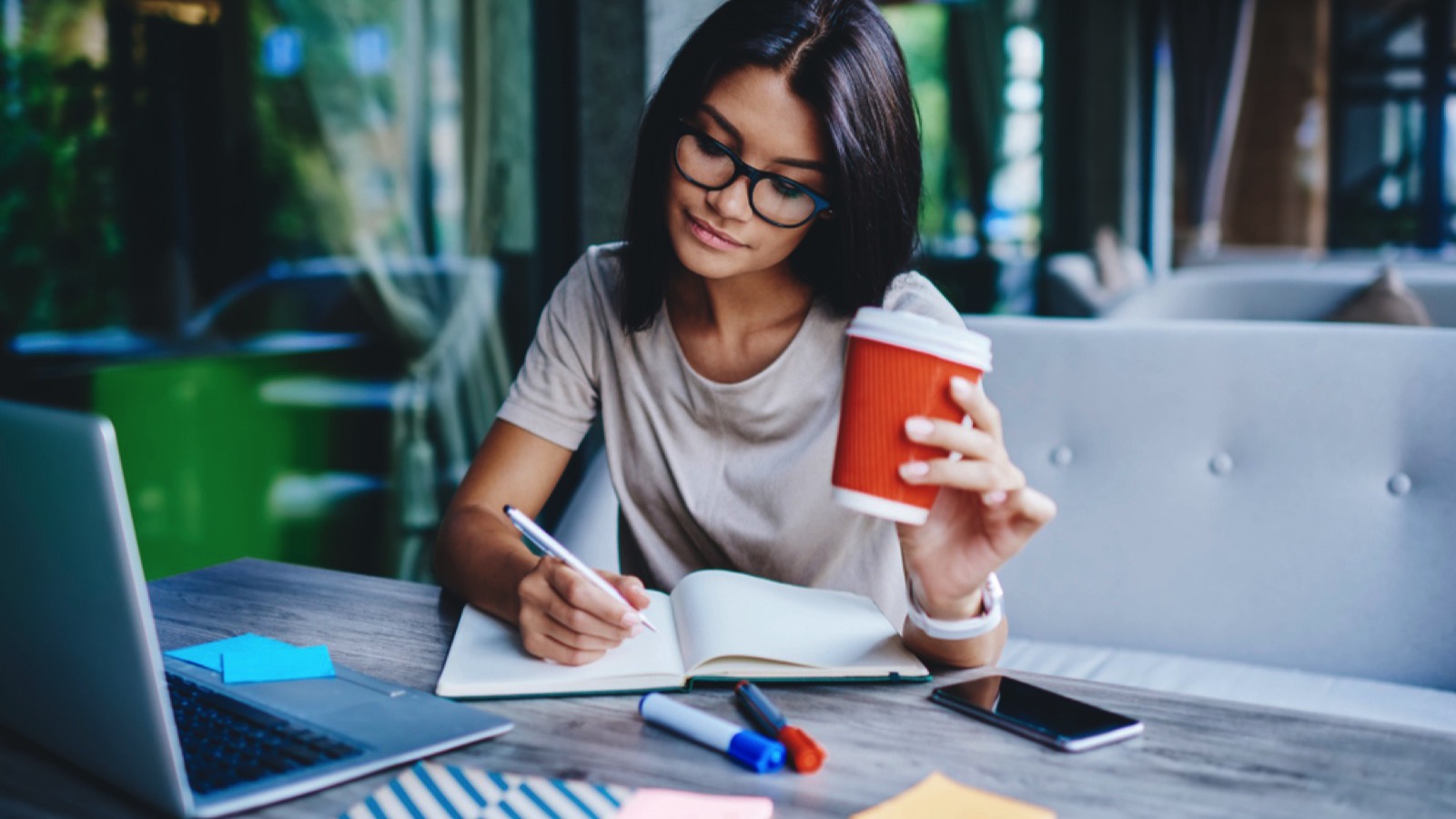 Woman planning for next day