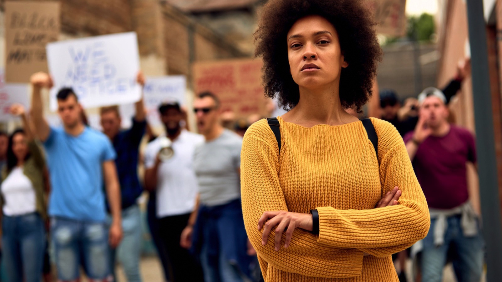 Young african American woman political protest