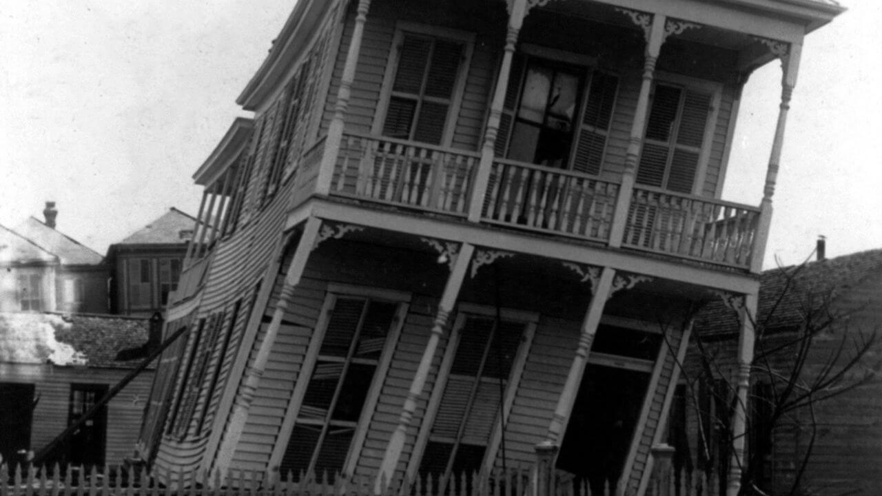 Twisted house, Galveston hurricane, 1900